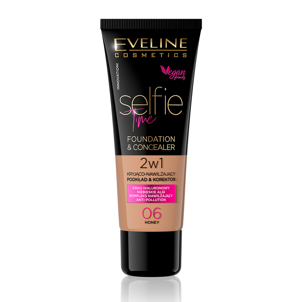 Fond de ten si concealer 2 in 1 Eveline Selfie Time 06 Honey 30 ml